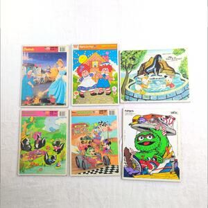 EUC Lot of (6) Vintage Tray Puzzles (Disney, Sesame Street, Raggedy Ann & Andy)